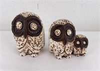 Mid Century Pottery Owls