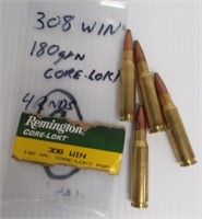 (4) Rounds of 308 win 180GR core-lokt.