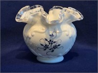 Fenton "Silvercrest/Cabbage Rose" Art Milk Glass