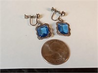 Art Deco sterling & blue Topaze earrings