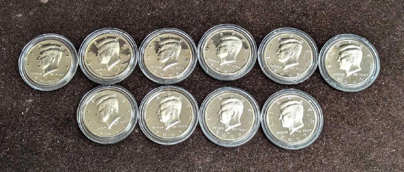 2000-2009 S Kennedy Half Dollars Proof Run Coins