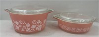 VINTAGE PYREX GOOSEBERRY COVERED DISHES W/ LIDS