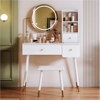 Vanity Desk 35W  Touch Mirror  3 Drawers  White