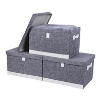 QHWLKJ 3PC Large Collapsible Storage Bins with Lid