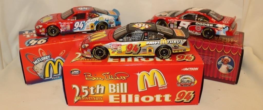 3 Bill Elliot Collectible Cars: