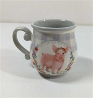 Pioneer Woman Gingham Pig Coffee Mug