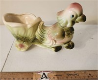 Vintage Hull Pottery Novelty Parrot & Cart Planter