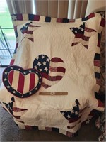 American Flag Heart Quilt & Heart Flag Pillow