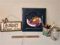 Sign, Fruit Wal Art, Jar, Pencils/Pens & Container