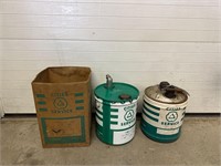 Cities Service 5 Gallon Oil Cans & Box