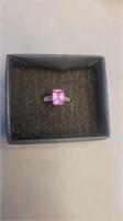 Sterling ring with pink stone sz7 marked 925