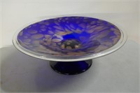 Large Cobalt Blue Art Glass Centrepiece