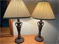 Pair of Metal Bronze Colored Table Lamps 25in