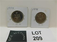 1975 & 1978 CANADIAN 50 CENT COINS