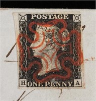 1840 British Queen Victoria Penny Black Stamp