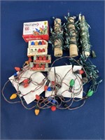 Assorted Christmas lights and replacement bulbs,