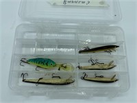 (5) Rapala Fishing Lures in Plastic Case
