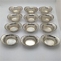 Set Of 12 Sterling Silver Nut Dishes