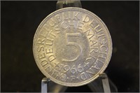 1966 Germany 5 Mark Silver Coin