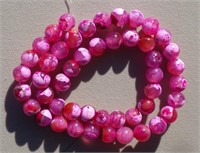String Pink Agate Beads 8mm