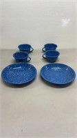 Graniteware cups and plates