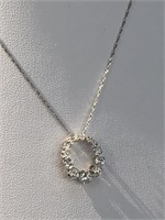 White 14K Gold Chain with Circle Pendant