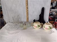 Mixed Cut Clr Glass, Ceramic Sugar Bowls, Msc