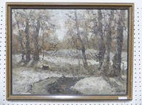 LAWRENCE? MID CENTURY STYLE LANDSCAPE PAINTING