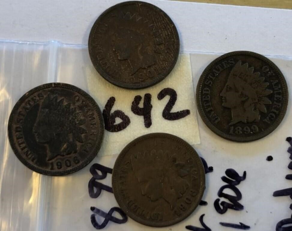1899,1901,2-1906 Indian Head Cents
