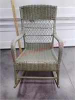>Wicker & Wood Green Rocking Chair