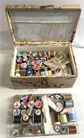 Sewing box full of sewing supplies