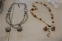 2 Necklace & Clip On Earrings Sets