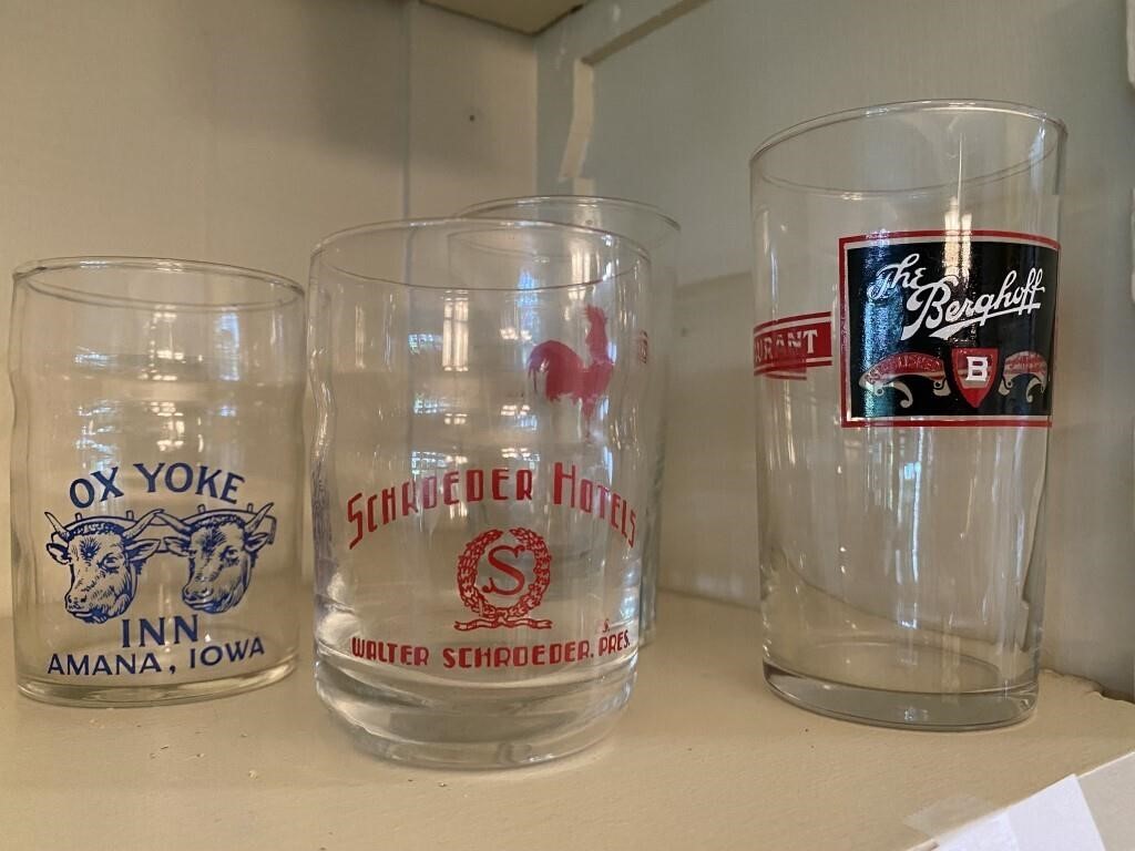 VINTAGE ADVERTISING DRINK GLASSES