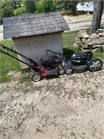 2 push mowers (as is) & Dog house