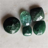 26 Ct Faceted Emerald Gemstones Lot of 5 Pcs, Mix