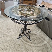 Interesting Hand Painted Rod-Iron Glaass Top Table