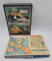 US Map Puzzle & Break Thru Double Strategy Game