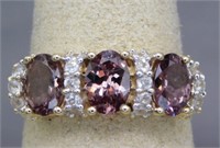 10K RING WITH 1 1/2 CTTW RHODOLITE. SIZE 8. 4.2