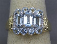 10K RING WITH 1.00 CTTW SKY BLUE TOPAZ AND