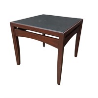 22" Square black glass top end table