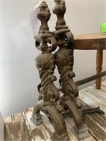 15 “ PAIR OF ANTIQUE ANDIRONS - 1 AS IS