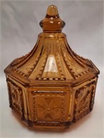 Imperial Amber Octagonal Covered Candy Dish
