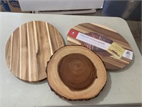 2 Concave Wooden Cutting Boards, one new, Live