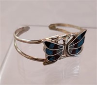 Sterling silver turquoise/coral butterfly bracelet