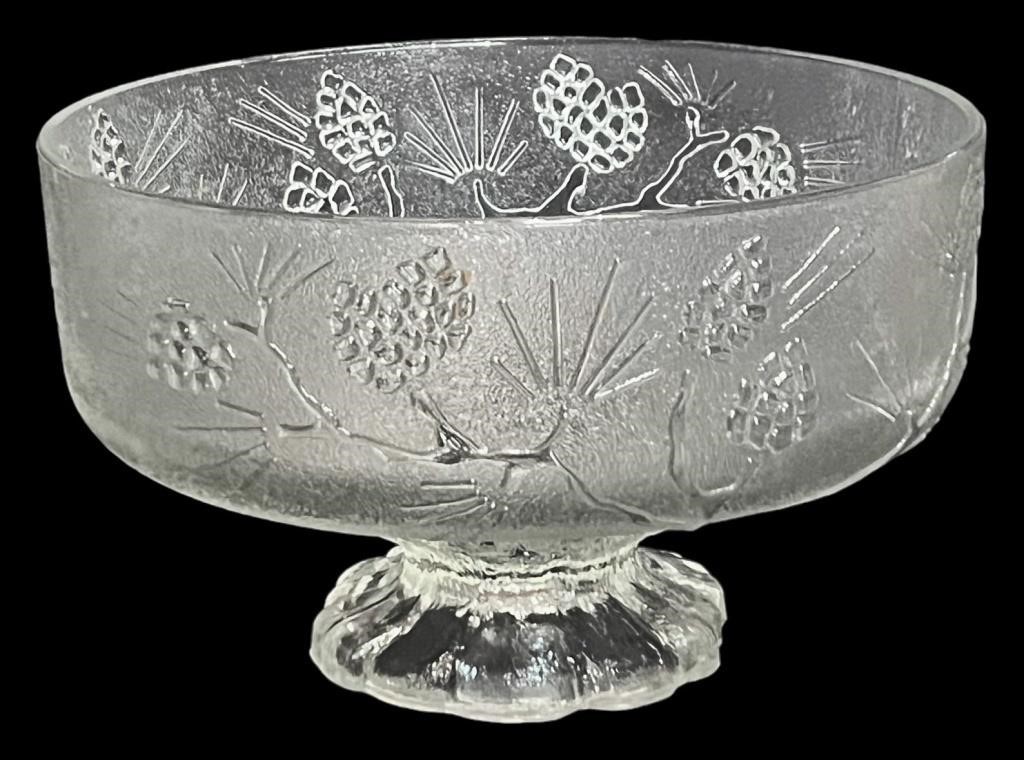 Vintage Embossed Glass Console Bowl