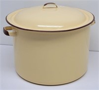 Enamel Yellow & Brown Stock Pot / Canister