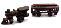 Antique Cast Iron #40 Train Engine & Trolley Car