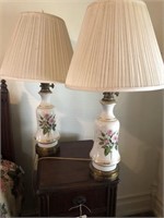 Pair of Porcelain and Brass Lamps