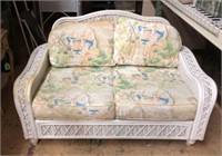 White Wicker Loveseat V8B