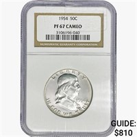 1954 Franklin Half Dollar NGC PF67 Cameo